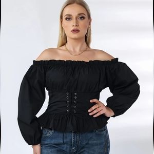 Elegant Black Off-Shoulder Corset Top